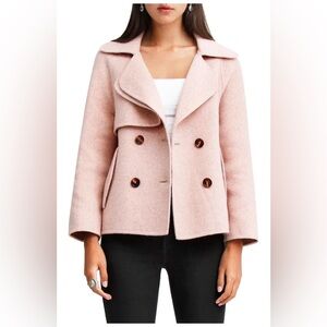Belle & Bloom I'm Yours Double Breasted Wool Blend Coat in Blush Pink